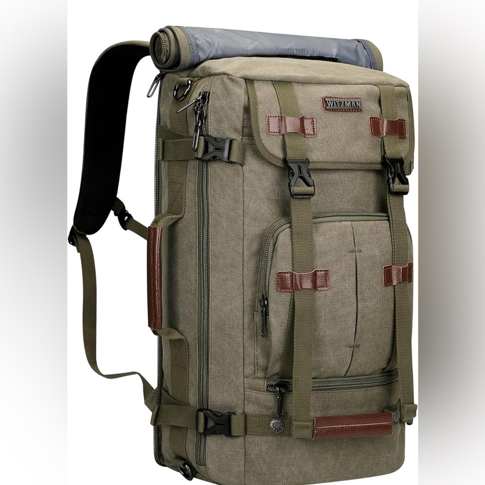 WITZMAN Canvas Backpack Vintage Travel Backpack Large Laptop Bags Convertible